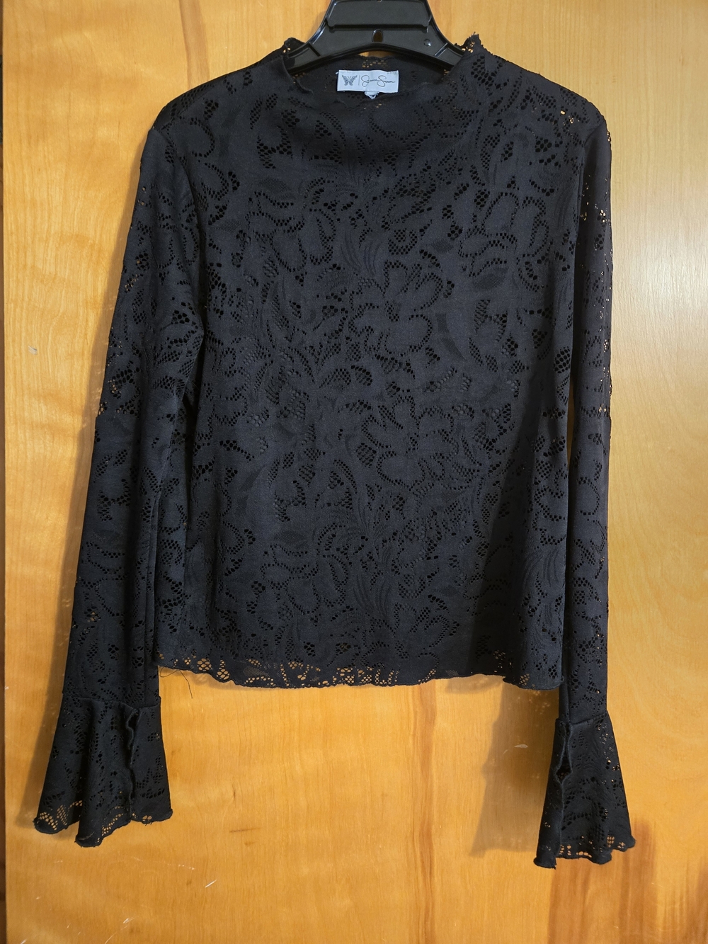 Lace Long-Sleeve Blouse - Black